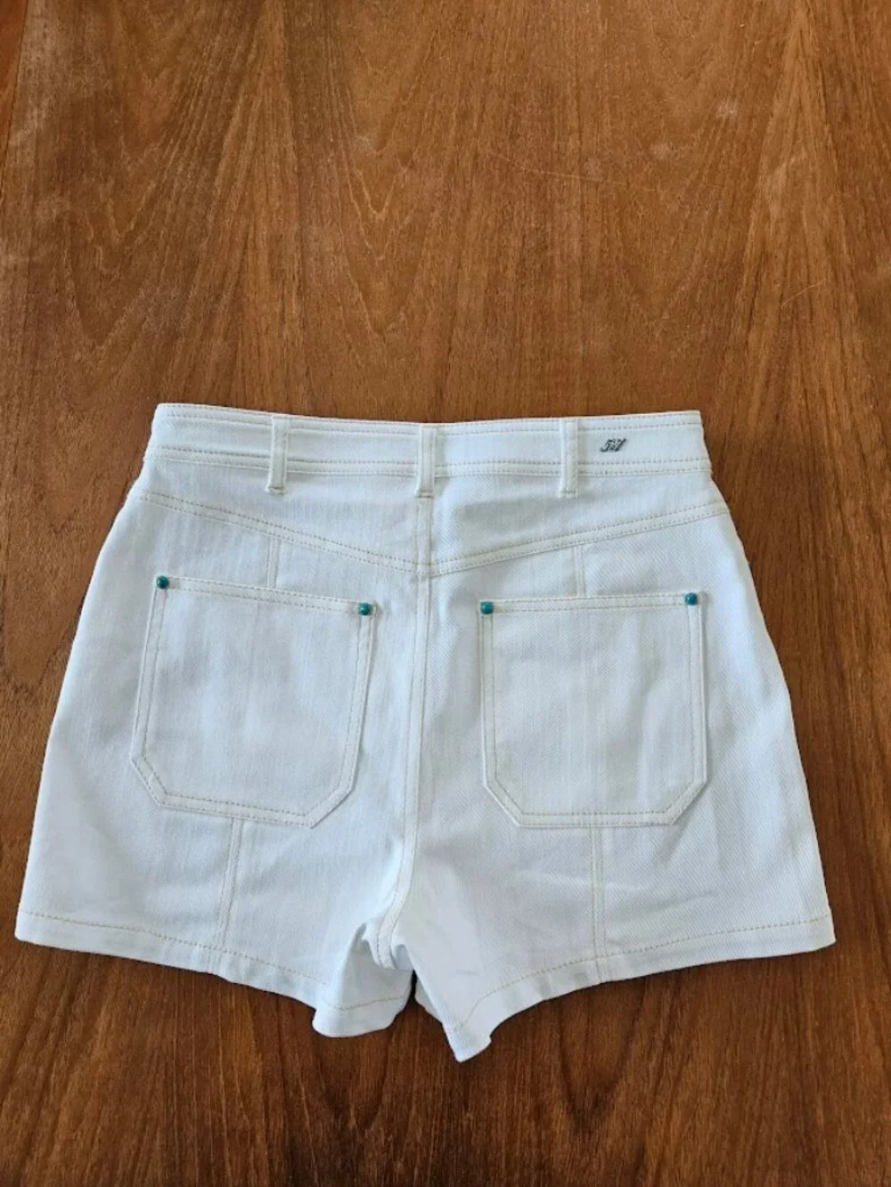 Cinq a Sept Turquoise Embellished Ceil Shorts Denim White 4 - Picture 7 of 12